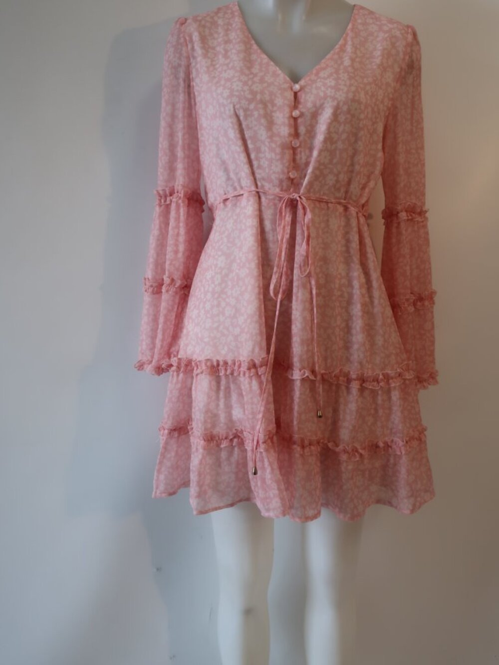 Womens Cupshe Pink Floral Print Long Sleeve Dress S - Picture 7 of 12